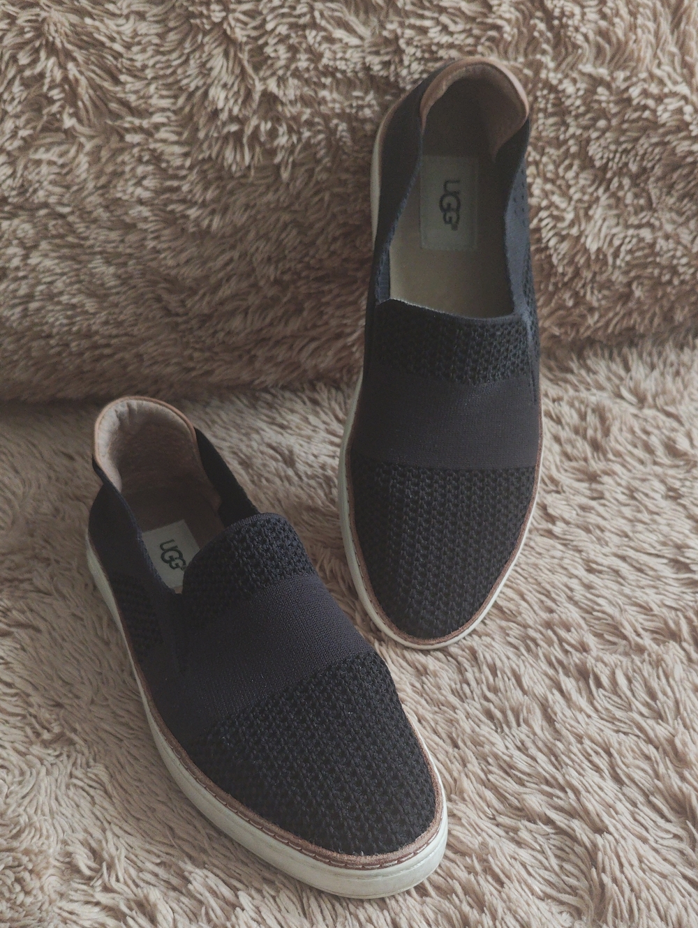 UGG Black Knit Slip-On Loafers